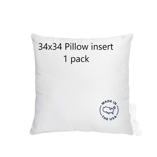 Southern Textiles 34" x34"Throw Pillow Insert and option pillow case, Premium 100% Cotton Sateen, Made in USA