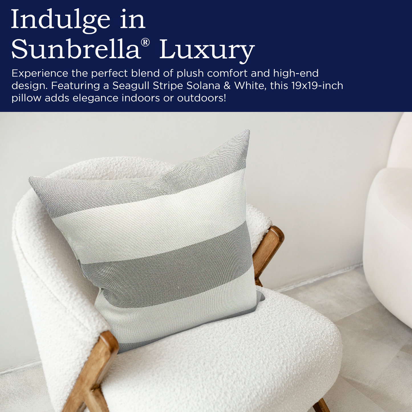 Sunbrella® Throw Pillow 19x19 inches Accent Pillow Acrylic Canvas Indoor Outdoor Decor Pillow