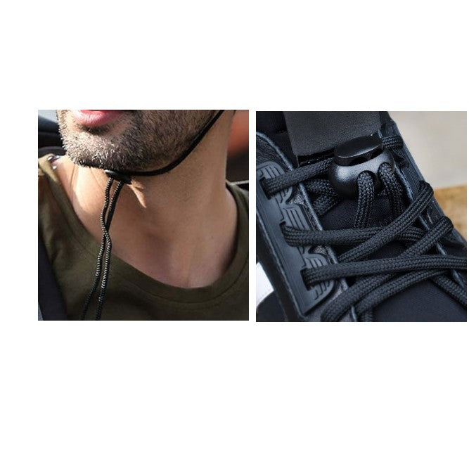 Double Hole Cord Lock/Slide Lock/Toggle/Paracord Spring Loaded Black Plastic (5mm hole)