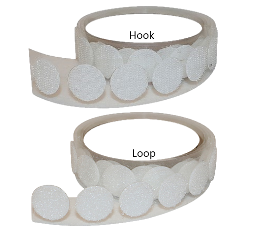 7/8-inch White Adhesive Coin Dots Hook and/or Loop Sew-on Sticky Dots Fasteners Tape