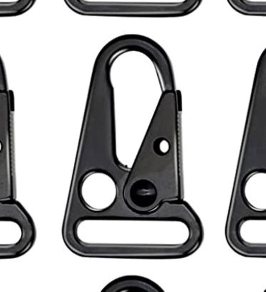 1in Heavy Duty HK Snap Hooks Black Metal Clip Hooks Attach Webbing Belt Clip Keychain Rings Carrying Tools