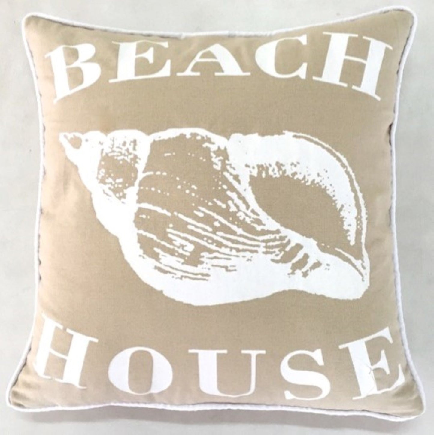 Beach House Shell Tan Stuffed Decorative Throw Pillow Beach Home Décor-2pk