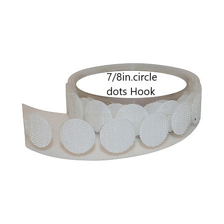 7/8-inch White Adhesive Coin Dots Hook and/or Loop Sew-on Sticky Dots Fasteners Tape