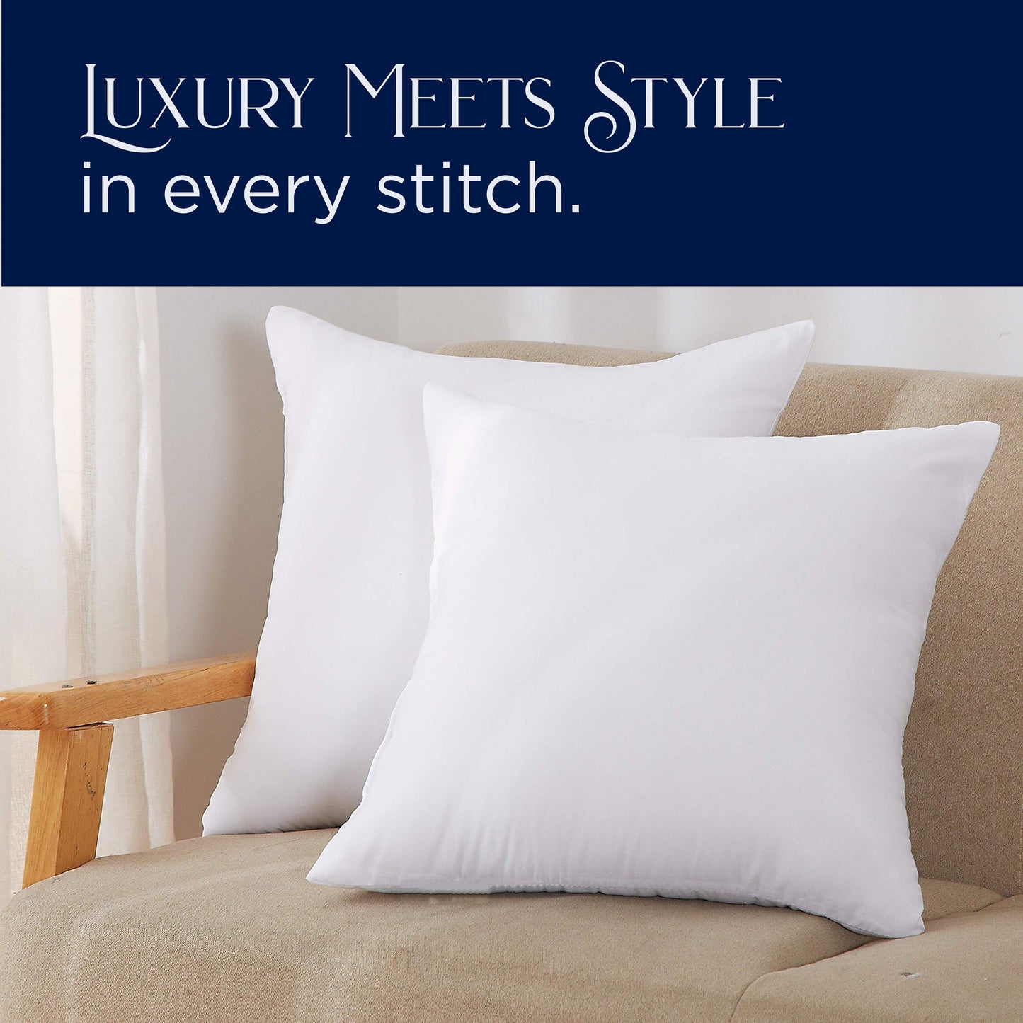 Southern Textiles Made in USA Throw Pillow Inserts, Premium 100% Cotton Sateen, 12",18",20",22",24",26",28"& 30"-2pks
