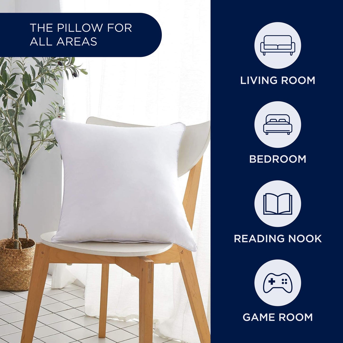 Southern Textiles Made in USA Throw Pillow Inserts, Premium 100% Cotton Sateen, 12",18",20",22",24",26",28"& 30"-2pks