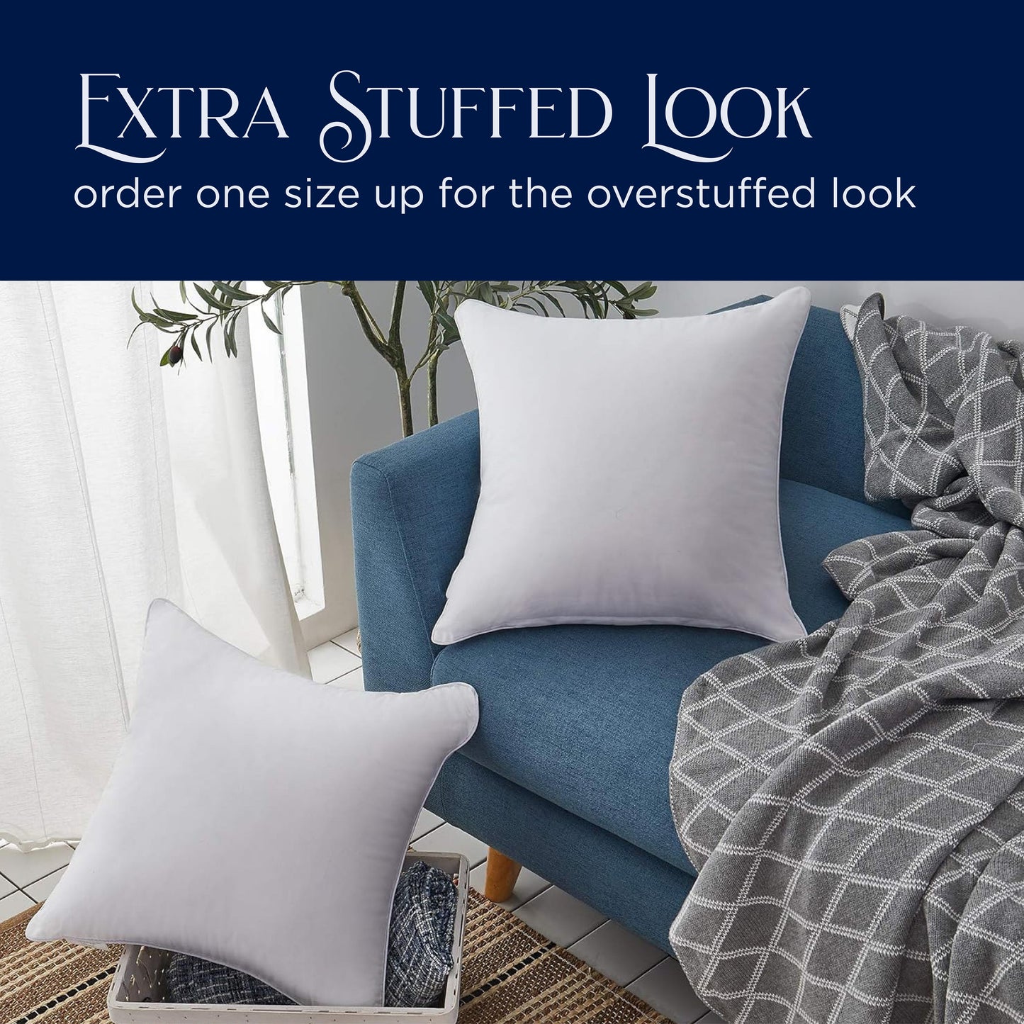 Southern Textiles Made in USA Throw Pillow Inserts, Premium 100% Cotton Sateen, 12",18",20",22",24",26",28"& 30"-2pks