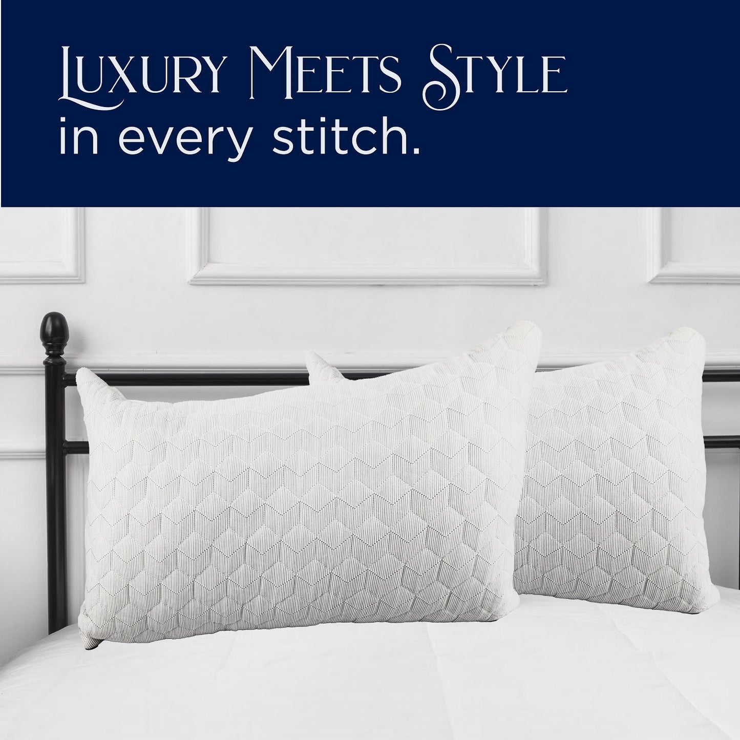 Quilted Standard/Queen or King Bed Sleeping Bed Pillows Lite Gray 2 Pack