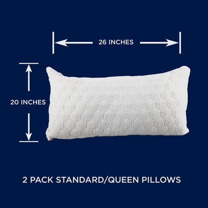 Quilted Standard/Queen or King Bed Sleeping Bed Pillows Lite Gray 2 Pack