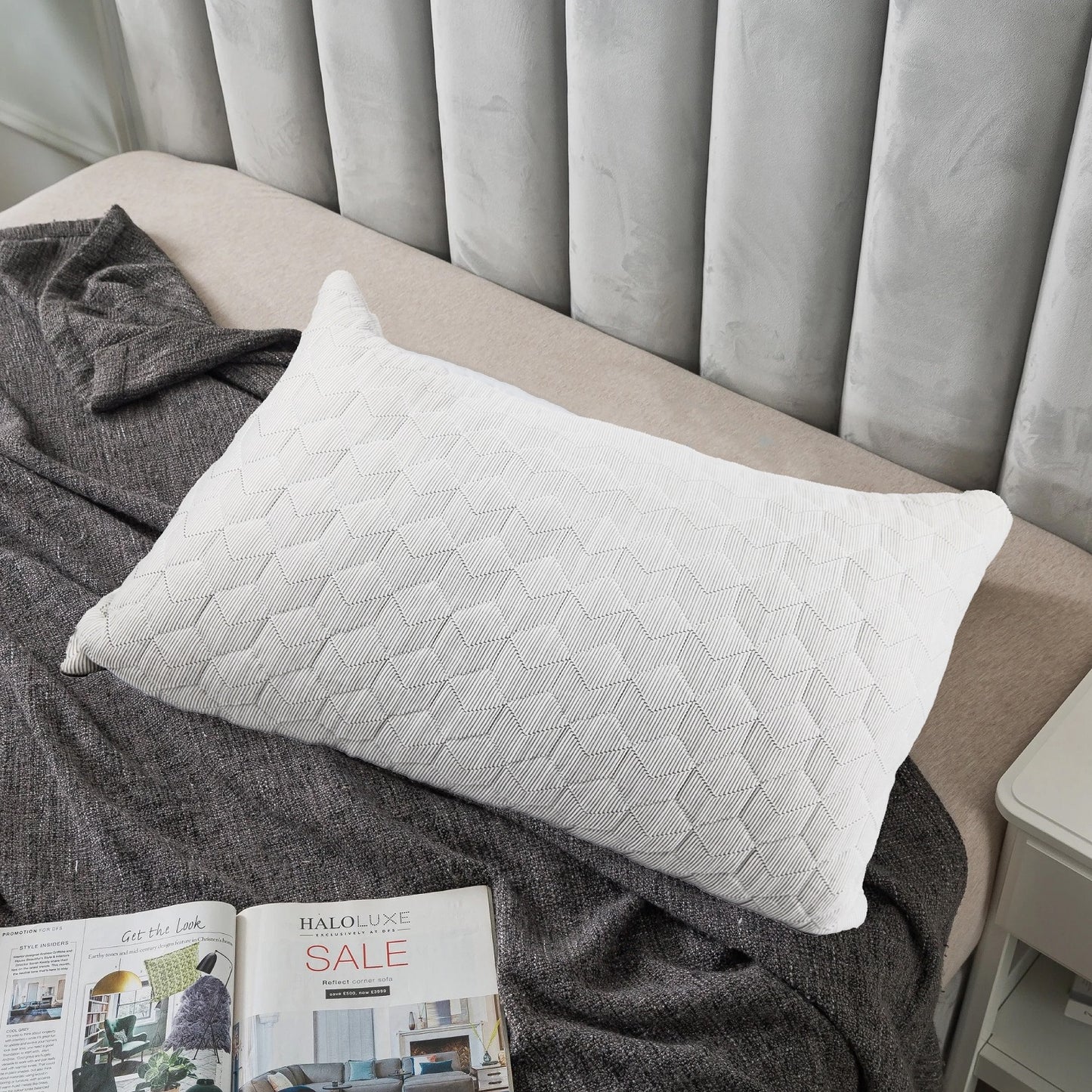 Quilted Standard/Queen or King Bed Sleeping Bed Pillows Lite Gray 2 Pack