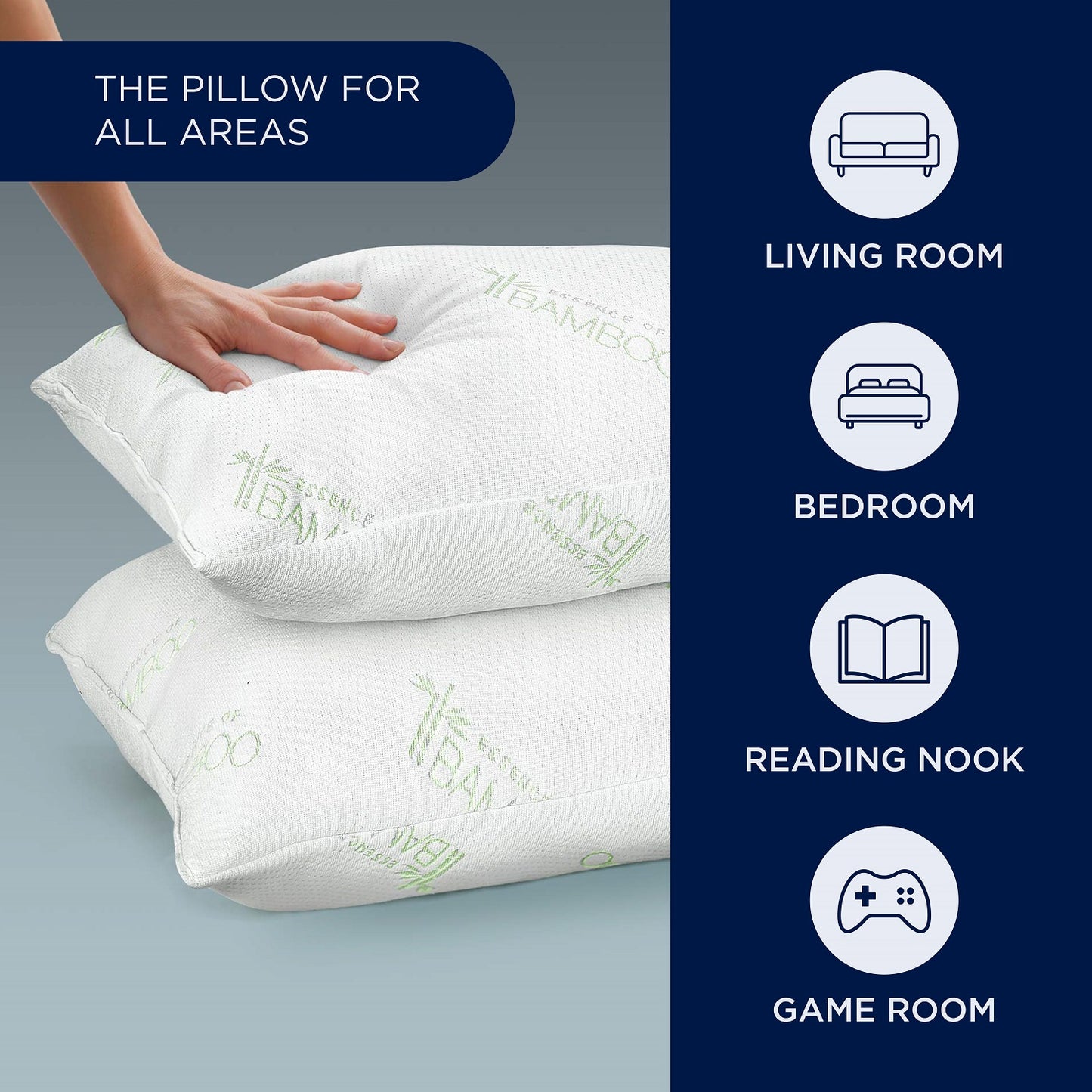 Southern Textiles Bamboo Alternative Down Sleeping Pillow 100% Polyester made from Bamboo and Hypoallergenic Fiber Fill, Standard/Queen or King 2PK