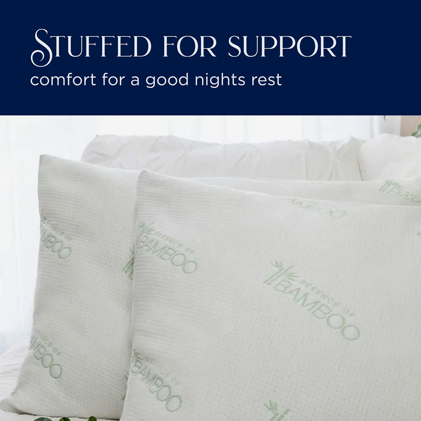 Southern Textiles Bamboo Alternative Down Sleeping Pillow 100% Polyester made from Bamboo and Hypoallergenic Fiber Fill, Standard/Queen or King 2PK