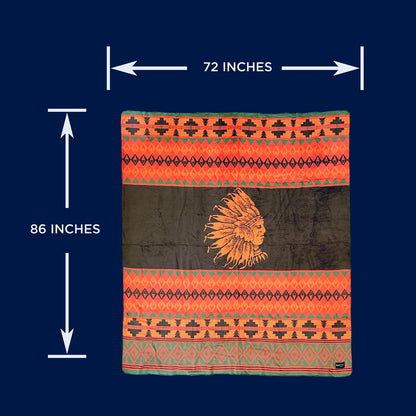 Beacon Blankets Southwestern Chief Henry Native American Design Premium Thick Plush Cotton Blend Blanket/Throw