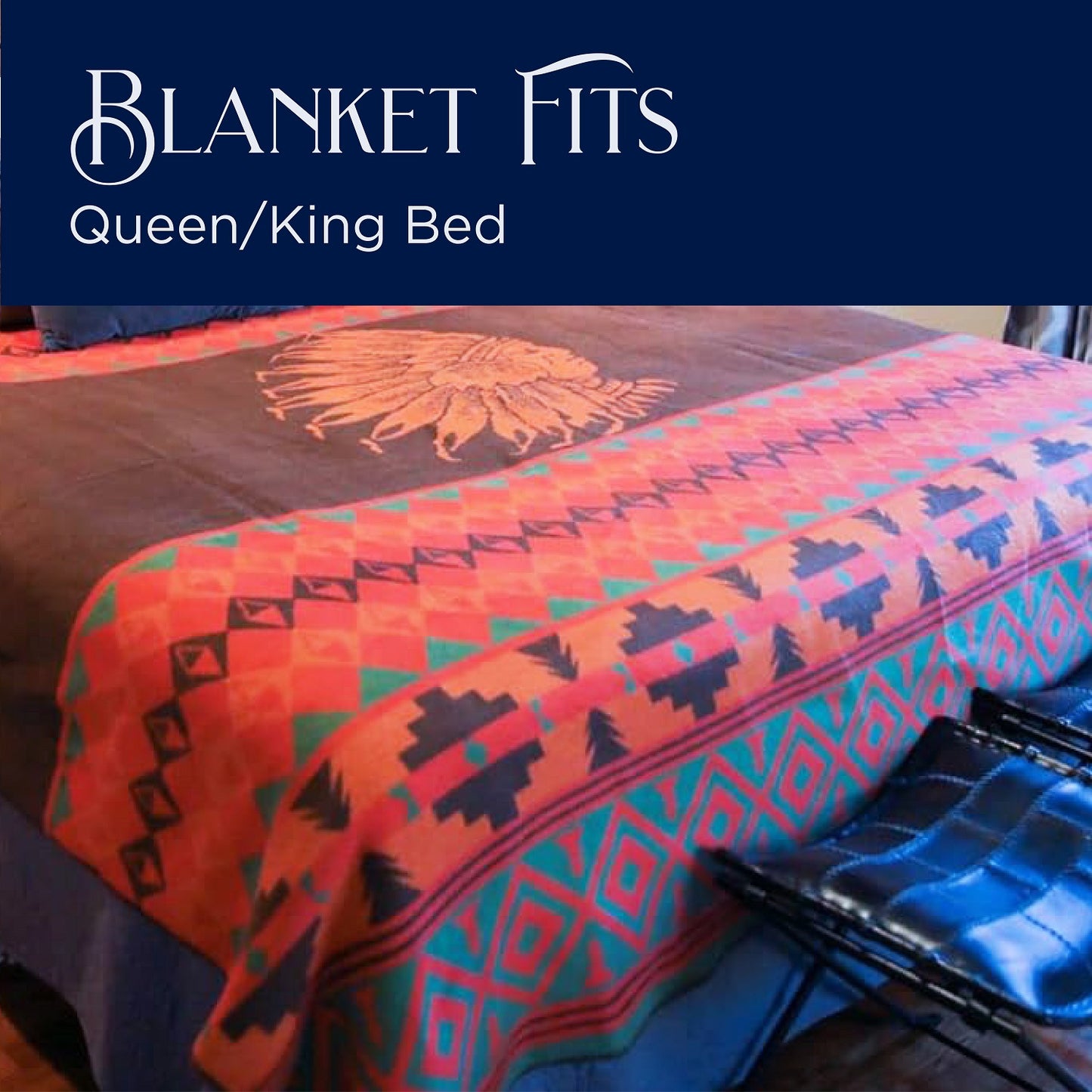 Beacon Blankets Southwestern Chief Henry Native American Design Premium Thick Plush Cotton Blend Blanket/Throw