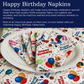 Happy Birthday Tablecloth White Restaurant Quality Polyester Fabric Machine Wash and Dry No Wrinkles No Iron No Stains Made in USA All Sizes