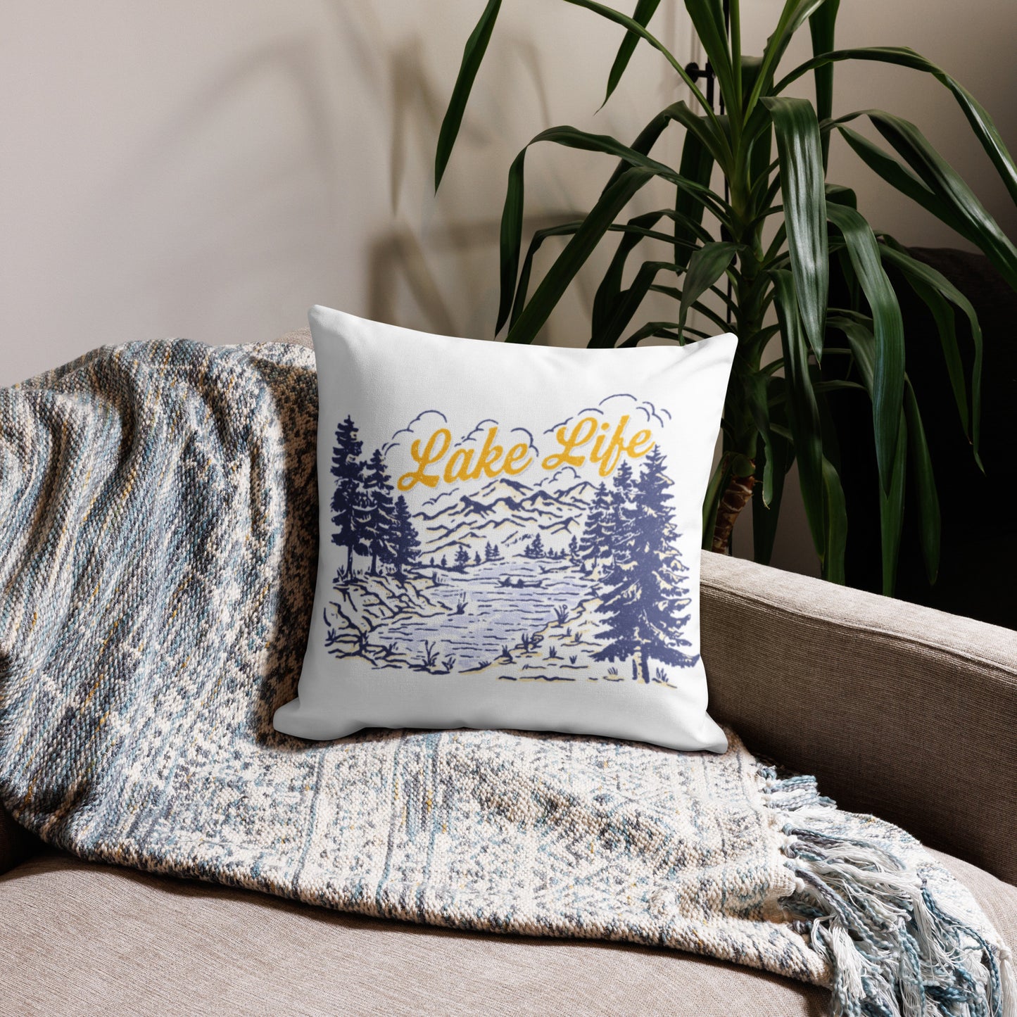 Lake Life Retro Premium Throw Pillow