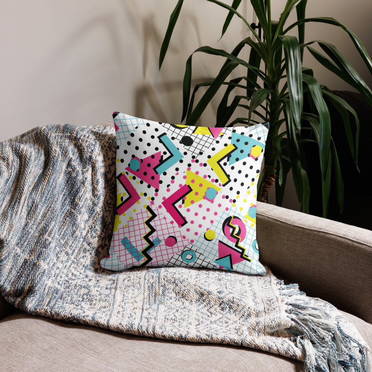 Throwback Retro 70's 80's 90's Retro Premium Throw Pillow