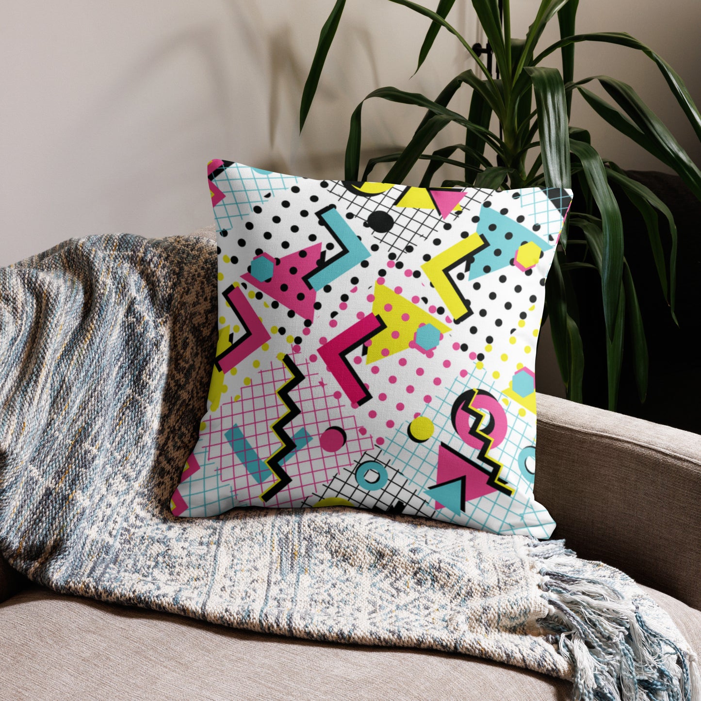Throwback Retro 70's 80's 90's Retro Premium Throw Pillow