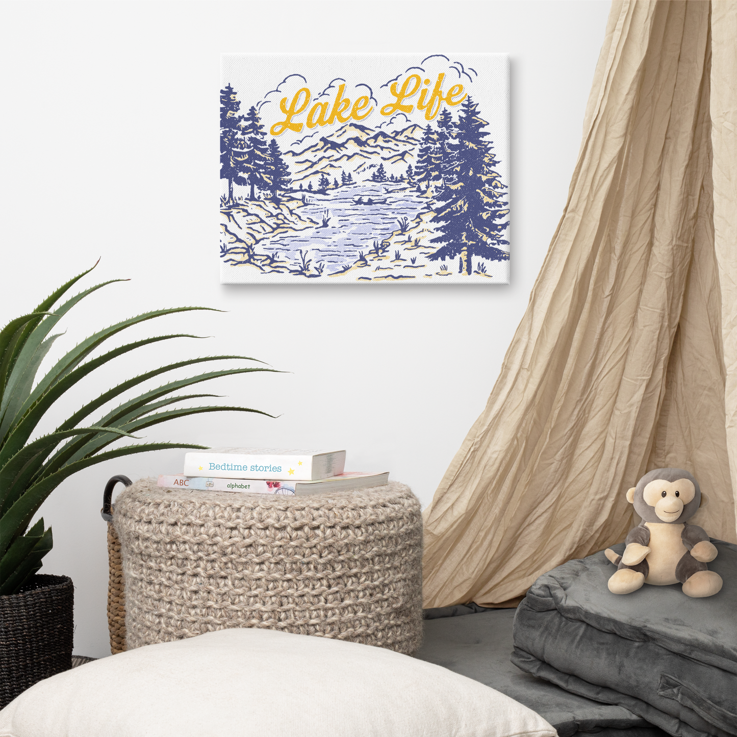 Lake Life Retro Canvas Print for Home Decor