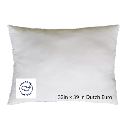Southern Textiles Dutch Euro Oversized Pillow Insert 32” x 39” (1 pillow) Made in the USA Cotton Sateen option to buy pillow case/sham