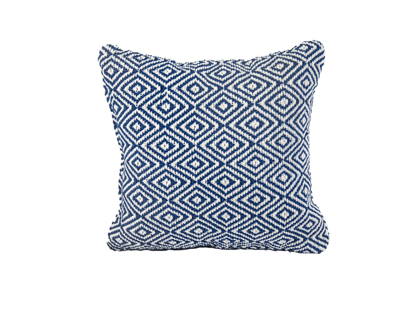 Blue and White Geometric Diamond Textured Decorative Throw Pillow Shell/Stuffed Home Décor 2pk