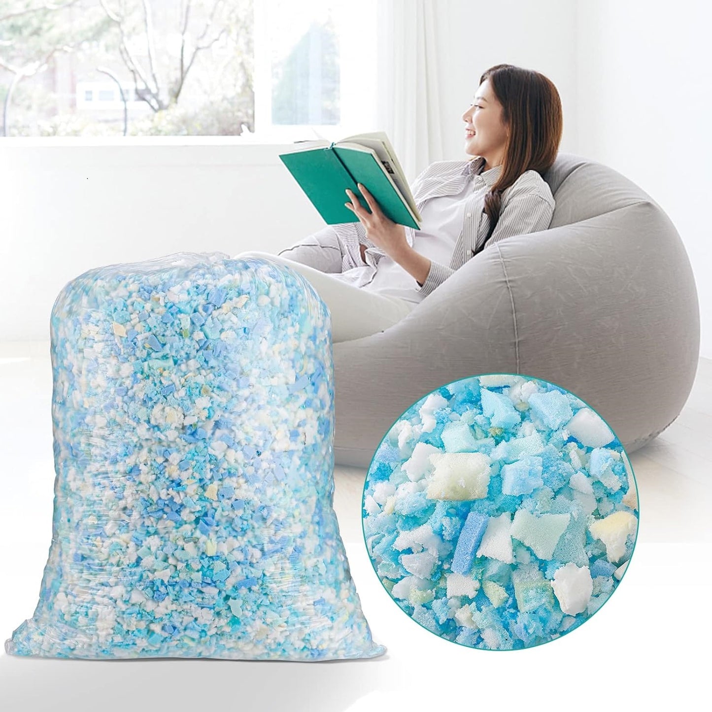 Premium Shredded Memory Foam Made in USA Filling Stuffing for Pillows Dog Beds Bean Bags Cushions Crafting Material