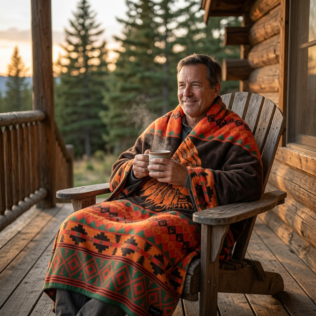 Beacon Blankets Southwestern Chief Henry Native American Design Premium Thick Plush Cotton Blend Blanket/Throw