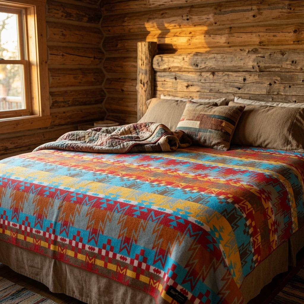 Beacon Blankets Southwestern Wigwam Native American Design Premium Thick Plush Cotton Blend Blanket/Throw