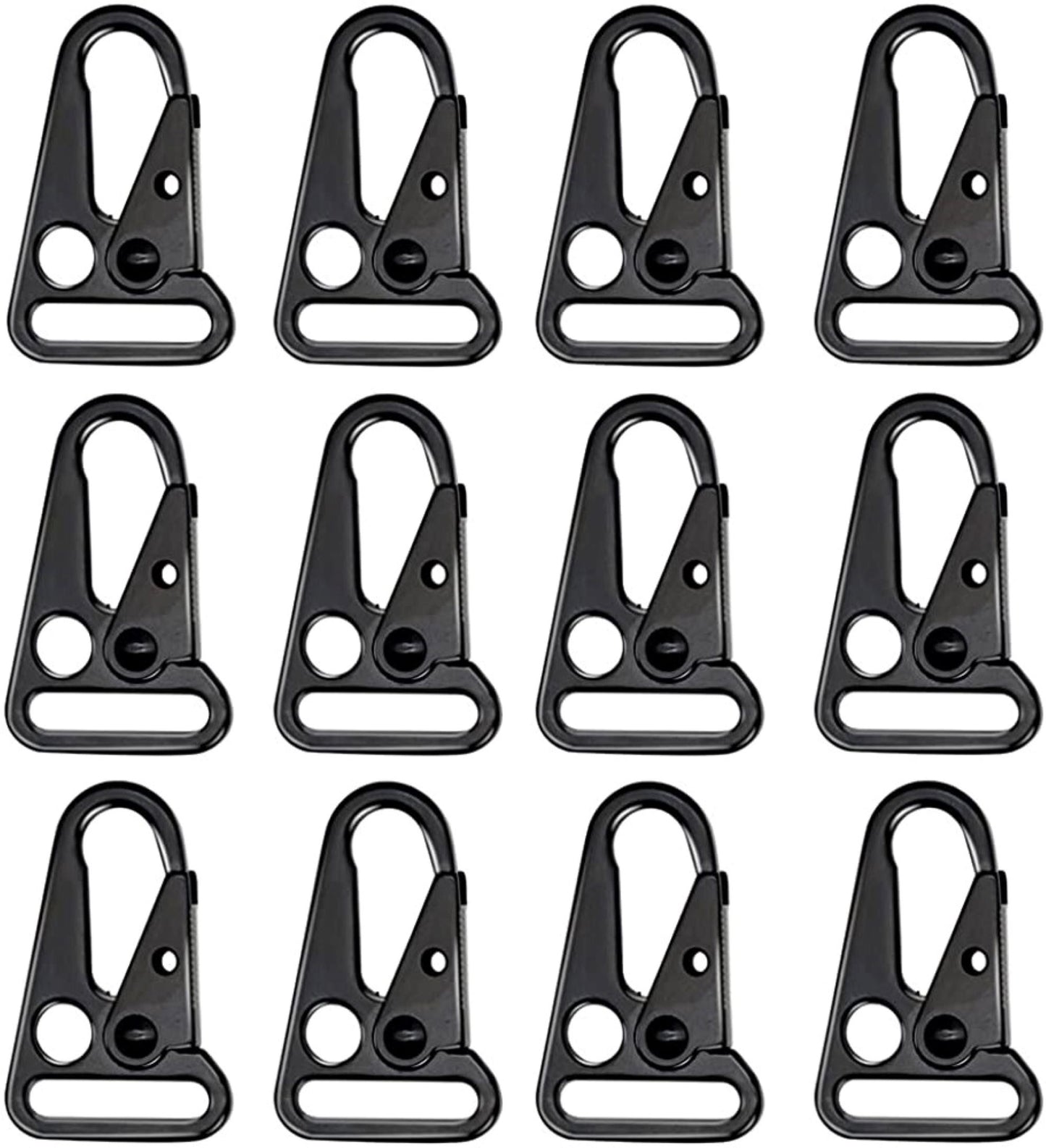 Southern Textiles 1in Heavy Duty HK Snap Hooks Black Metal Clip Hooks Attach Webbing Belt Clip Keychain Rings Carrying Tools 6 Pack