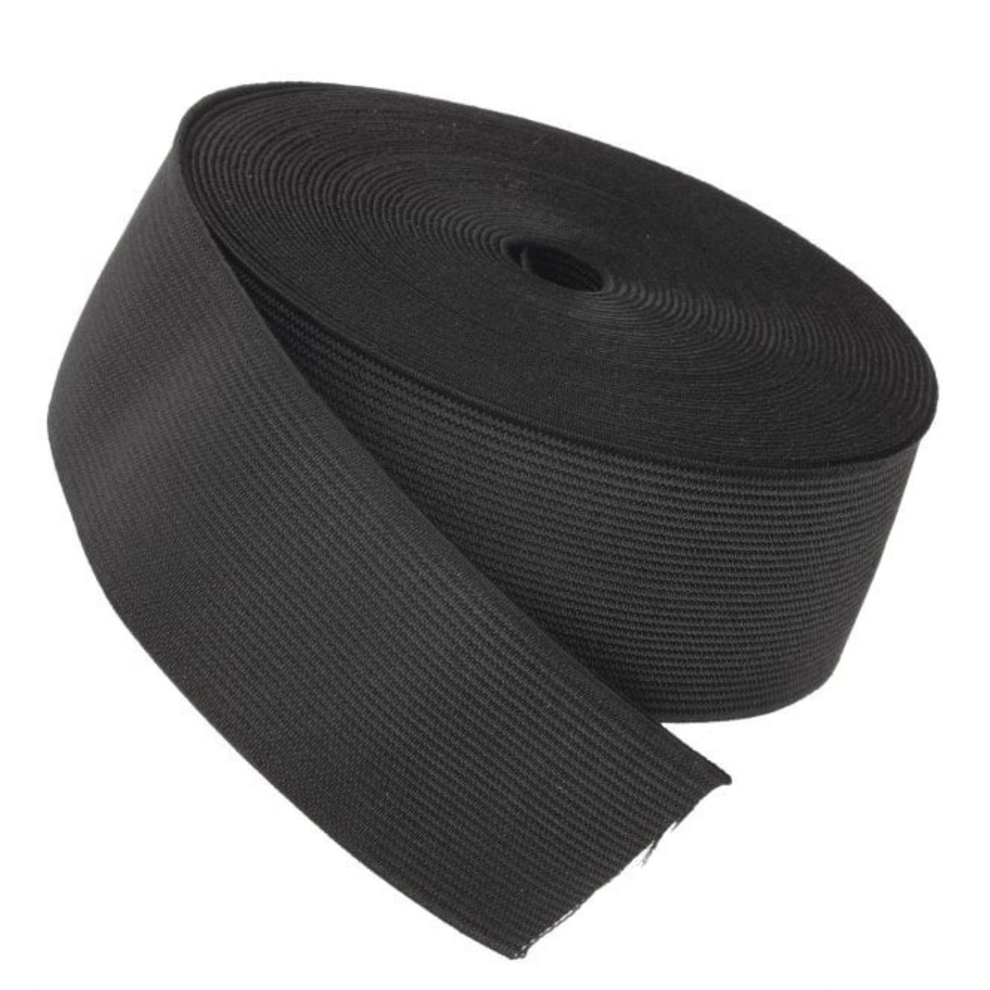 Woven Poly-elastic Webbing 2 Inch-wide Black Sold In By-The-Roll