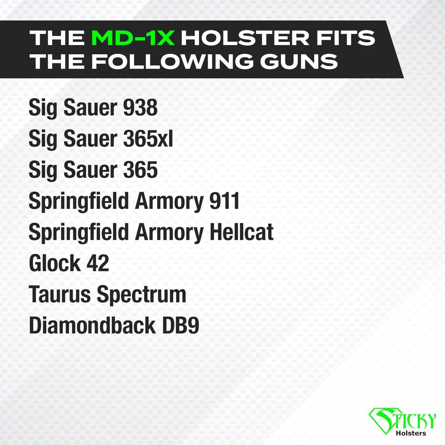 MD-1X Medium Holster (certain models only) Sticky Holsters